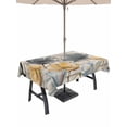 thumbnail image 1 of Outdoor Tablecloth with Umbrella Hole for Patio/Picnic/Party/Camping, Spring Tulips Flower Waterproof Table Cloth Rectangle Table Cover Washable, Vintage Floral Barn Doors Rustic Beige (60"x 120"), 1 of 8