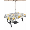 thumbnail image 1 of Outdoor Tablecloth with Umbrella Hole for Patio/Picnic/Party/Camping, Spring White Daisy Waterproof Table Cloth Rectangle Table Cover Washable, Farmhouse Floral Gray Buffalo Plaid (52"x 70"), 1 of 8