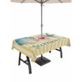 thumbnail image 1 of Outdoor Tablecloth with Umbrella Hole for Patio/Picnic/Party/Camping, Starfish Shell Coastal Waterproof Table Cloth Rectangle Table Cover Washable, Summer Nautical Striped Farmhouse (60"x 102"), 1 of 8