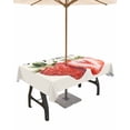 thumbnail image 1 of Outdoor Tablecloth with Umbrella Hole for Patio/Picnic/Party/Camping, Strawberry Waterproof Table Cloth Rectangle Table Cover Washable, Red Summer Fruits Green Botanical 60"x 120", 1 of 7