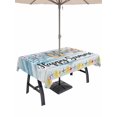 thumbnail image 1 of Outdoor Tablecloth with Umbrella Hole for Patio/Picnic/Party/Camping, Summer Beach Waterproof Table Cloth Rectangle Table Cover Washable, Happy Summer Slippers Coastal Blue Wooden (54"x 80"), 1 of 8