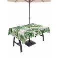 thumbnail image 1 of Outdoor Tablecloth with Umbrella Hole for Patio/Picnic/Party/Camping, Summer Botanical Waterproof Table Cloth Rectangle Table Cover Washable, Green Monstera Palm Leaves Wood Beige (60"x 102"), 1 of 8