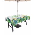 thumbnail image 1 of Outdoor Tablecloth with Umbrella Hole for Patio/Picnic/Party/Camping, Summer Botanical Waterproof Table Cloth Rectangle Table Cover Washable, Tropical Plants Monsteral Leaf Gray Plaid (60"x 102"), 1 of 8