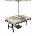 thumbnail image 1 of Outdoor Tablecloth with Umbrella Hole for Patio/Picnic/Party/Camping, Summer Daisy Waterproof Table Cloth Rectangle Table Cover Washable, Retro Botanical Flower Wreath Bow Plaid Beige (60"x 84"), 1 of 8