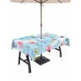 thumbnail image 1 of Outdoor Tablecloth with Umbrella Hole for Patio/Picnic/Party/Camping, Summer Floral Waterproof Table Cloth Rectangle Table Cover Washable, Pink Wildflowers Country Botanical Sky Blue (52"x 70"), 1 of 9