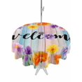 thumbnail image 1 of Outdoor Tablecloth with Umbrella Hole for Patio/Picnic/Party/Camping, Summer Floral Waterproof Table Cloth Round Cover Washable, Welcome Colorful Daisy Flowers Farmhouse Wooden (Dia 54"), 1 of 9
