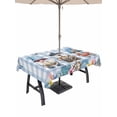 thumbnail image 1 of Outdoor Tablecloth with Umbrella Hole for Patio/Picnic/Party/Camping, Summer Gnomes Nautical Waterproof Table Cloth Rectangle Table Cover Washable, Blue Coastal Buffalo Plaid (60"x 84"), 1 of 8