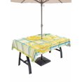 thumbnail image 1 of Outdoor Tablecloth with Umbrella Hole for Patio/Picnic/Party/Camping, Summer Lemon Watercolor Waterproof Table Cloth Rectangle Table Cover Washable, Yellow Blue Line Checkered (54"x 80"), 1 of 8