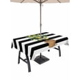 thumbnail image 1 of Outdoor Tablecloth with Umbrella Hole for Patio/Picnic/Party/Camping, Summer Lemon Waterproof Table Cloth Rectangle Table Cover Washable, Black White Striped Potted Plant (60"x 102"), 1 of 8