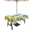 thumbnail image 1 of Outdoor Tablecloth with Umbrella Hole for Patio/Picnic/Party/Camping, Summer Lemon Waterproof Table Cloth Rectangle Table Cover Washable, Coastal Shells Pastoral Floral Farmhouse Wood (60"x 84"), 1 of 8