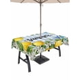 thumbnail image 1 of Outdoor Tablecloth with Umbrella Hole for Patio/Picnic/Party/Camping, Summer Lemon Waterproof Table Cloth Rectangle Table Cover Washable, Coastal Starfish Shells Pastoral Floral Blue Plaid (54"x 80"), 1 of 8