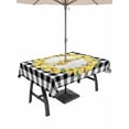 thumbnail image 1 of Outdoor Tablecloth with Umbrella Hole for Patio/Picnic/Party/Camping, Summer Lemon Waterproof Table Cloth Rectangle Table Cover Washable, Farmhouse Yellow Fruit Plaid Wooden Grain (60"x 120"), 1 of 8