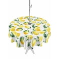 thumbnail image 1 of Outdoor Tablecloth with Umbrella Hole for Patio/Picnic/Party/Camping, Summer Lemon Waterproof Table Cloth Round Cover Washable, Green Botanical Yellow Fruits (Dia 60"), 1 of 9