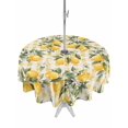 thumbnail image 1 of Outdoor Tablecloth with Umbrella Hole for Patio/Picnic/Party/Camping, Summer Lemon Waterproof Table Cloth Round Cover Washable, Tropical Botanical Leaves Yellow Plaid (Dia 60"), 1 of 8