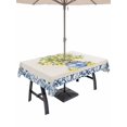 thumbnail image 1 of Outdoor Tablecloth with Umbrella Hole for Patio/Picnic/Party/Camping, Summer Lemons Waterproof Table Cloth Rectangle Table Cover Washable, Farmhouse Fruit Blue Geometric Beige Linen (60"x 120"), 1 of 9