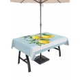 thumbnail image 1 of Outdoor Tablecloth with Umbrella Hole for Patio/Picnic/Party/Camping, Summer Lemons Waterproof Table Cloth Rectangle Table Cover Washable, Light Blue Striped Farmhouse Tropical Fruits (60"x 120"), 1 of 9