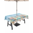 thumbnail image 1 of Outdoor Tablecloth with Umbrella Hole for Patio/Picnic/Party/Camping, Summer Nautical Waterproof Table Cloth Rectangle Table Cover Washable, Coastal Beach Starfish Coral Shell Blue (60"x 102"), 1 of 8