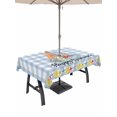 thumbnail image 1 of Outdoor Tablecloth with Umbrella Hole for Patio/Picnic/Party/Camping, Summer Nautical Waterproof Table Cloth Rectangle Table Cover Washable, Happy Summer Coastal Blue Checkered (54"x 80"), 1 of 8