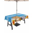 thumbnail image 1 of Outdoor Tablecloth with Umbrella Hole for Patio/Picnic/Party/Camping, Summer Ocean Waterproof Table Cloth Rectangle Table Cover Washable, Sea Beach Flip Flops Conch Flowers Sky Blue (54"x 80"), 1 of 8