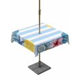 thumbnail image 1 of Outdoor Tablecloth with Umbrella Hole for Patio/Picnic/Party/Camping, Summer Ocean Waterproof Table Cloth Square Cover Washable, Sea Starfish Shell Flowers Lemon Blue Stripes (60"x 60"), 1 of 8