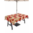 thumbnail image 1 of Outdoor Tablecloth with Umbrella Hole for Patio/Picnic/Party/Camping, Summer Red Strawberry Waterproof Table Cloth Rectangle Table Cover Washable, Rustic Fruits Farmhouse Brown Wooden (60"x 84"), 1 of 9