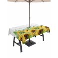 thumbnail image 1 of Outdoor Tablecloth with Umbrella Hole for Patio/Picnic/Party/Camping, Summer Sunflowers Waterproof Table Cloth Rectangle Table Cover Washable, Botanical Blooms Florals Wooden Grain (60"x 102"), 1 of 8