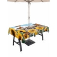 thumbnail image 1 of Outdoor Tablecloth with Umbrella Hole for Patio/Picnic/Party/Camping, Summer Sunflowers Waterproof Table Cloth Rectangle Table Cover Washable, Rustic Floral Fence Butterflies Blue Sky (52"x 70"), 1 of 9