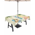 thumbnail image 1 of Outdoor Tablecloth with Umbrella Hole for Patio/Picnic/Party/Camping, Summer Surfboard Waterproof Table Cloth Rectangle Table Cover Washable, Tropical Palm Tree Coastal Swimming Ring (60"x 120"), 1 of 9