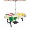 thumbnail image 1 of Outdoor Tablecloth with Umbrella Hole for Patio/Picnic/Party/Camping, Summer Swimming Rings Waterproof Table Cloth Rectangle Table Cover Washable, Floral Plumeria Yellow Wooden (60"x 120"), 1 of 8