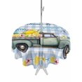 thumbnail image 1 of Outdoor Tablecloth with Umbrella Hole for Patio/Picnic/Party/Camping, Summer Truck Lemon Waterproof Table Cloth Round Cover Washable, Nautical Coastal Blue Plaid (Dia 54"), 1 of 8