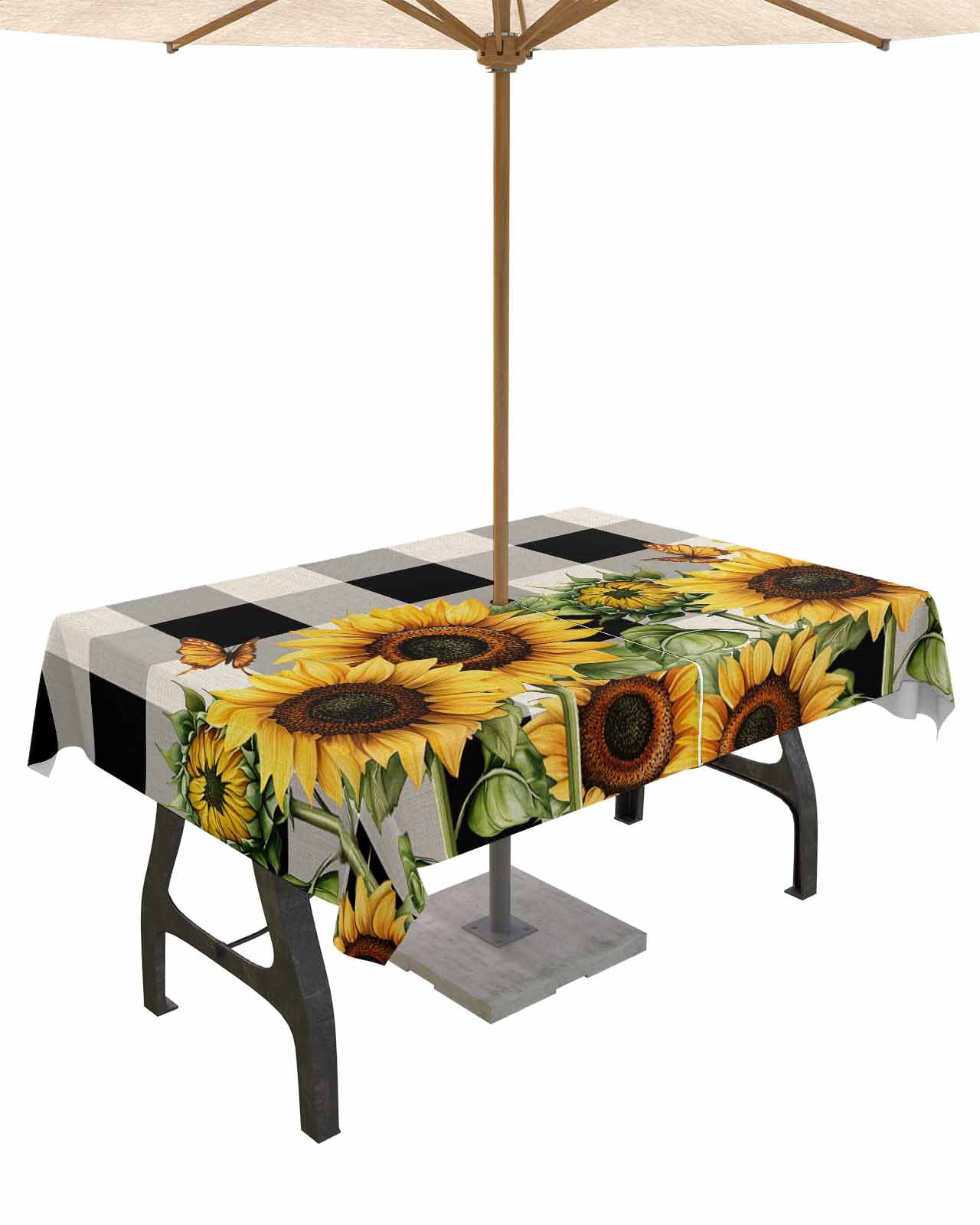 Outdoor Tablecloth with Umbrella Hole for Patio/Picnic/Party/Camping ...