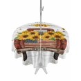 thumbnail image 1 of Outdoor Tablecloth with Umbrella Hole for Patio/Picnic/Party/Camping, Sunflower Truck Waterproof Table Cloth Round Cover Washable, Summer Botanical Elegant Pastoral Floral Wooden (Dia 60"), 1 of 8