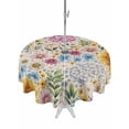thumbnail image 1 of Outdoor Tablecloth with Umbrella Hole for Patio/Picnic/Party/Camping, Sunflower Vintage Waterproof Table Cloth Round Cover Washable, Colorful Flowers Summer Botanical Retro Art (Dia 54"), 1 of 8