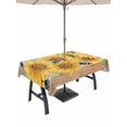 thumbnail image 1 of Outdoor Tablecloth with Umbrella Hole for Patio/Picnic/Party/Camping, Sunflower Waterproof Table Cloth Rectangle Table Cover Washable, Green Botanical Yellow Floral Vintage (52"x 70"), 1 of 9