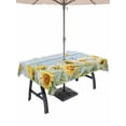 thumbnail image 1 of Outdoor Tablecloth with Umbrella Hole for Patio/Picnic/Party/Camping, Sunflower Waterproof Table Cloth Rectangle Table Cover Washable, Summer Eucalyptus Botanical Floral Blue Wood (60"x 102"), 1 of 8