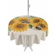 thumbnail image 1 of Outdoor Tablecloth with Umbrella Hole for Patio/Picnic/Party/Camping, Sunflower Waterproof Table Cloth Round Cover Washable, Green Botanical Yellow Floral Summer Rustic (Dia 60"), 1 of 9
