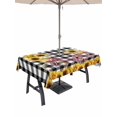 thumbnail image 1 of Outdoor Tablecloth with Umbrella Hole for Patio/Picnic/Party/Camping, Sunflowers Bicycle Waterproof Table Cloth Rectangle Table Cover Washable, Summer Budding Botanical Floral Lattice (60"x 102"), 1 of 8