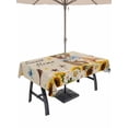 thumbnail image 1 of Outdoor Tablecloth with Umbrella Hole for Patio/Picnic/Party/Camping, Sunflowers Dog Waterproof Table Cloth Rectangle Table Cover Washable, Spring Watercolor Floral Stars on Linen (60"x 102"), 1 of 8