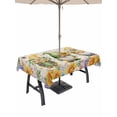 thumbnail image 1 of Outdoor Tablecloth with Umbrella Hole for Patio/Picnic/Party/Camping, Sunflowers Waterproof Table Cloth Rectangle Table Cover Washable, Spring Gnomes Hydrangea Daisy Botanical Beige (60"x 102"), 1 of 8
