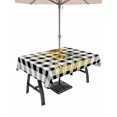 thumbnail image 1 of Outdoor Tablecloth with Umbrella Hole for Patio/Picnic/Party/Camping, Sunflowers Waterproof Table Cloth Rectangle Table Cover Washable, Spring Summer Bees Floral Black Plaid (60"x 84"), 1 of 8