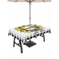 thumbnail image 1 of Outdoor Tablecloth with Umbrella Hole for Patio/Picnic/Party/Camping, Sunflowers Wreath Waterproof Table Cloth Rectangle Table Cover Washable, Summer Botanical Leaves Flowers Black Plaid (54"x 80"), 1 of 8