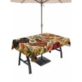 thumbnail image 1 of Outdoor Tablecloth with Umbrella Hole for Patio/Picnic/Party/Camping, Tan Rooster Floral Waterproof Table Cloth Rectangle Table Cover Washable, Farmhouse Spring Flowers Butterflies (54"x 80"), 1 of 8