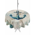 thumbnail image 1 of Outdoor Tablecloth with Umbrella Hole for Patio/Picnic/Party/Camping, Teal Anchors Coastal Waterproof Table Cloth Round Cover Washable, Vintage Summer Beach Nautical (Dia 54"), 1 of 8