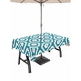 thumbnail image 1 of Outdoor Tablecloth with Umbrella Hole for Patio/Picnic/Party/Camping, Teal Blue Geometric Waterproof Table Cloth Rectangle Table Cover Washable, Modern Abstract Art Rhombus (52"x 70"), 1 of 8