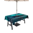 thumbnail image 1 of Outdoor Tablecloth with Umbrella Hole for Patio/Picnic/Party/Camping, Teal Blue Mountain Waterproof Table Cloth Rectangle Table Cover Washable, Modern Art Waves Seaside (60"x 84"), 1 of 9