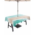 thumbnail image 1 of Outdoor Tablecloth with Umbrella Hole for Patio/Picnic/Party/Camping, Teal Coastal Waterproof Table Cloth Rectangle Table Cover Washable, Beach Nautical Seaside Ocean Beige (60"x 120"), 1 of 9