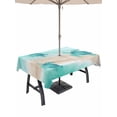 thumbnail image 1 of Outdoor Tablecloth with Umbrella Hole for Patio/Picnic/Party/Camping, Teal Coastal Waterproof Table Cloth Rectangle Table Cover Washable, Sea Turtle Beach Nautical Seaside Ocean (60"x 120"), 1 of 9
