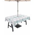 thumbnail image 1 of Outdoor Tablecloth with Umbrella Hole for Patio/Picnic/Party/Camping, Teal Flowers Geometric Waterproof Table Cloth Rectangle Table Cover Washable, Spring Floral Elegant Pastoral (60"x 84"), 1 of 8