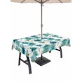 thumbnail image 1 of Outdoor Tablecloth with Umbrella Hole for Patio/Picnic/Party/Camping, Teal Green Floral Waterproof Table Cloth Rectangle Table Cover Washable, Vintage Cornflower Leaves Rustic Plants (52"x 70"), 1 of 8