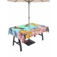 thumbnail image 1 of Outdoor Tablecloth with Umbrella Hole for Patio/Picnic/Party/Camping, Teal Green Hummingbirds Waterproof Table Cloth Rectangle Table Cover Washable, Spring Watercolor Flowers Plant (60"x 120"), 1 of 8